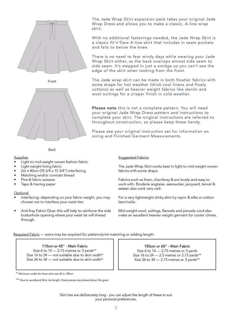 Jade Wrap Skirt Expansion Pack – Jennifer Lauren Handmade